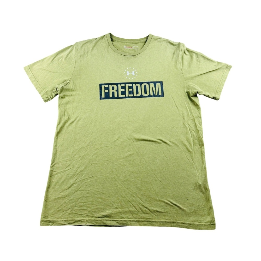 Under Armour UA Freedom T-Shirt Men MD Marine OD Green Loose Patriotic Military‎